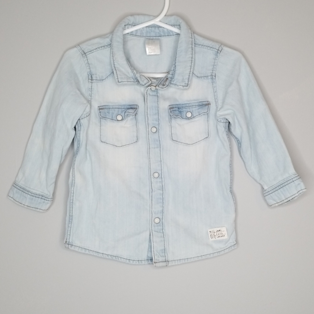 H&M Kids Blue Denim Light Wash Button Down Top